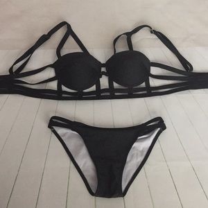 Black strappy bikini